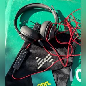 Onn Black and Red Over-Ear Headphones